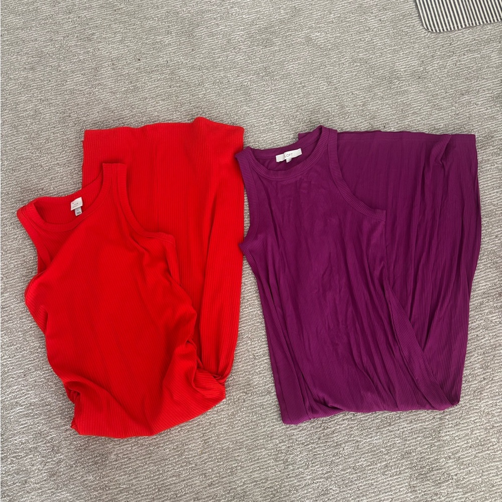 LOFT Vibrant Red and Rich Purple Tops